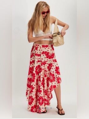 NWT Free People Poppy Printed Maxi Skirt